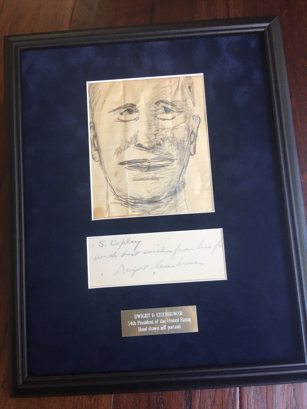 DWIGHT EISENHOWER * JSA COA * President Self Portrait Sketch * AUTOGRAPH Signed