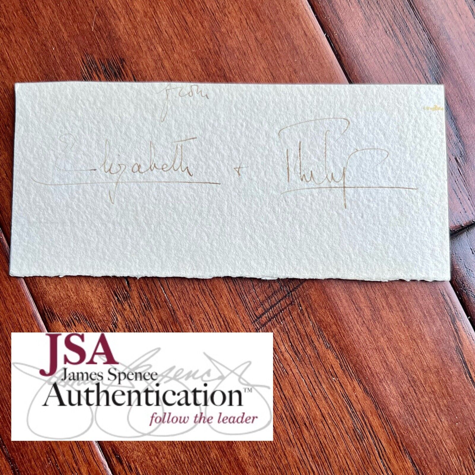QUEEN ELIZABETH II * JSA * Cut Signature Autograph Signed With Prince Philip