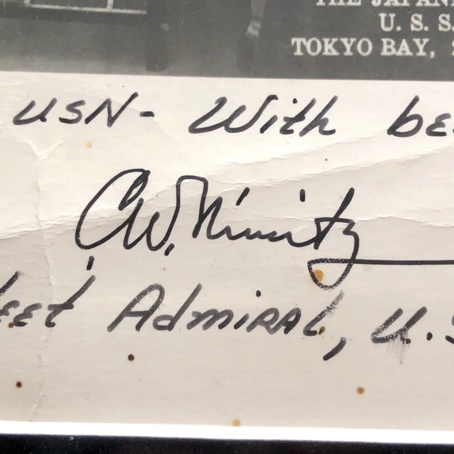 CHESTER W. NIMITZ * JSA LOA * Large Signed WWII Japan Surrender Photo Autograph