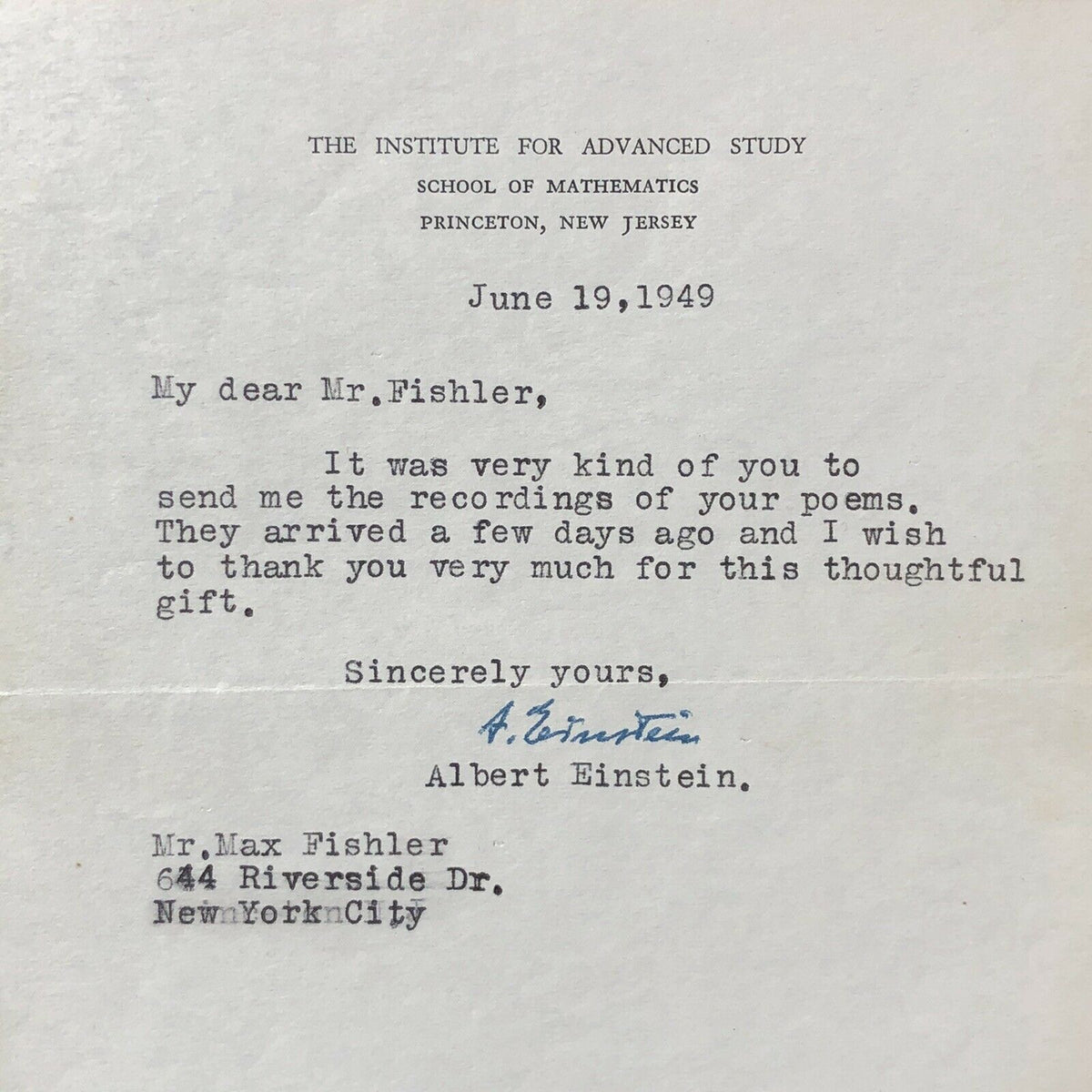 ALBERT EINSTEIN * Beckett BAS * Autograph Letter To Philosophy Author Signed *