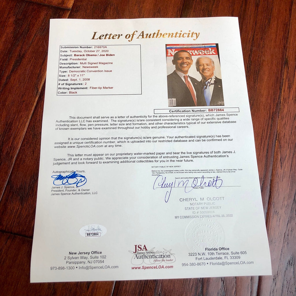 JOE BIDEN & BARACK OBAMA * JSA LOA * Signed Magazine Autograph with EXACT PROOF
