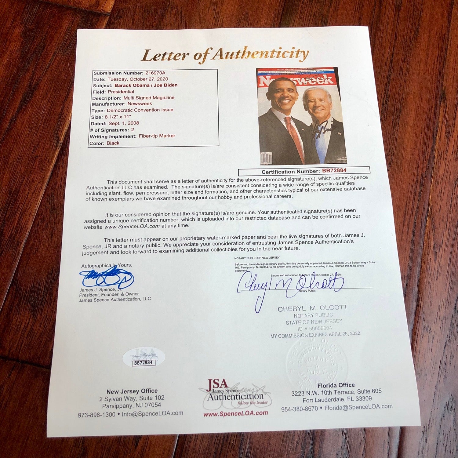 JOE BIDEN & BARACK OBAMA * JSA LOA * Signed Magazine Autograph with EXACT PROOF
