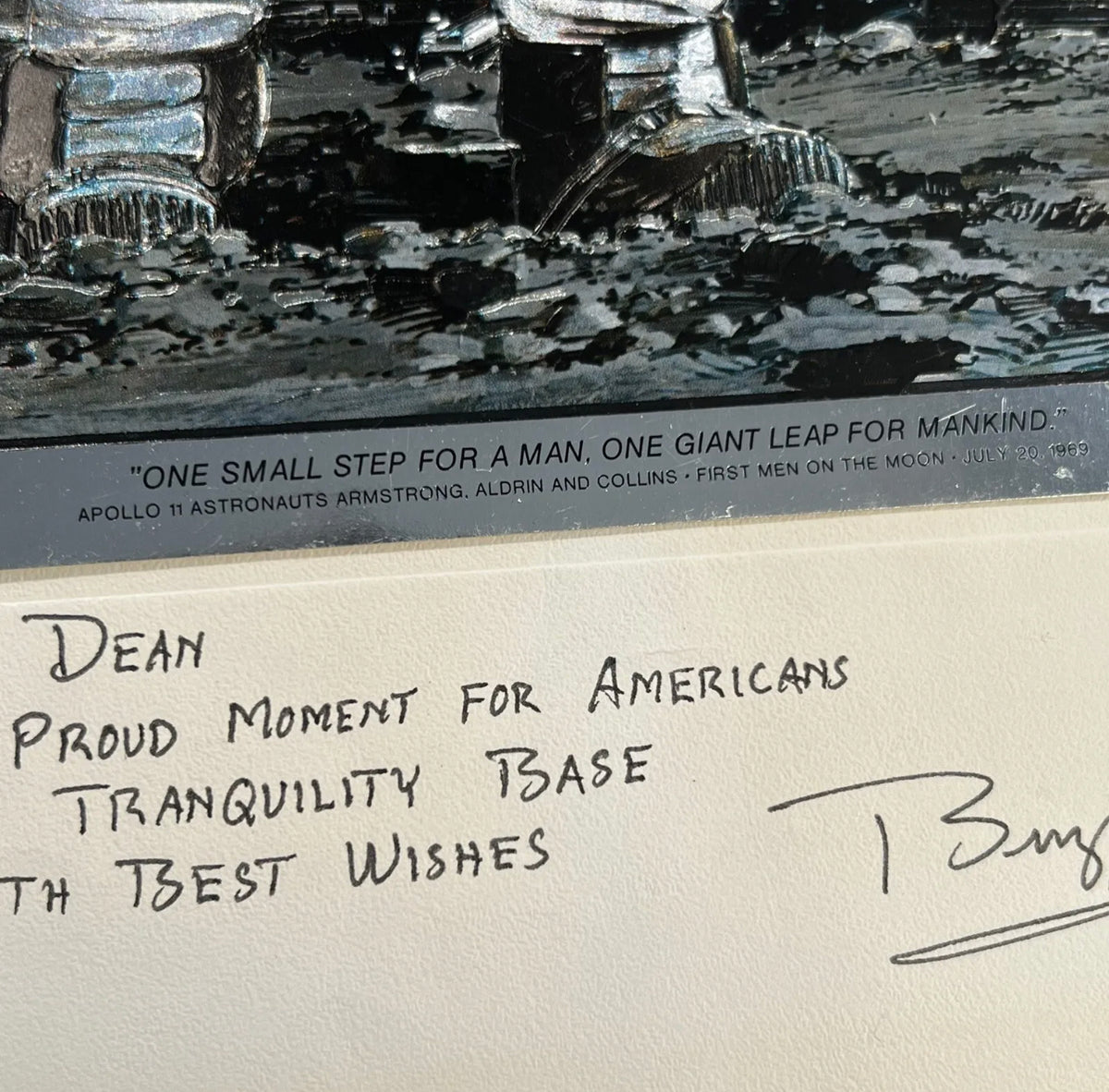 BUZZ ALDRIN * JSA * Autograph Foil Art Etching With Quotation Signed * Apollo 11