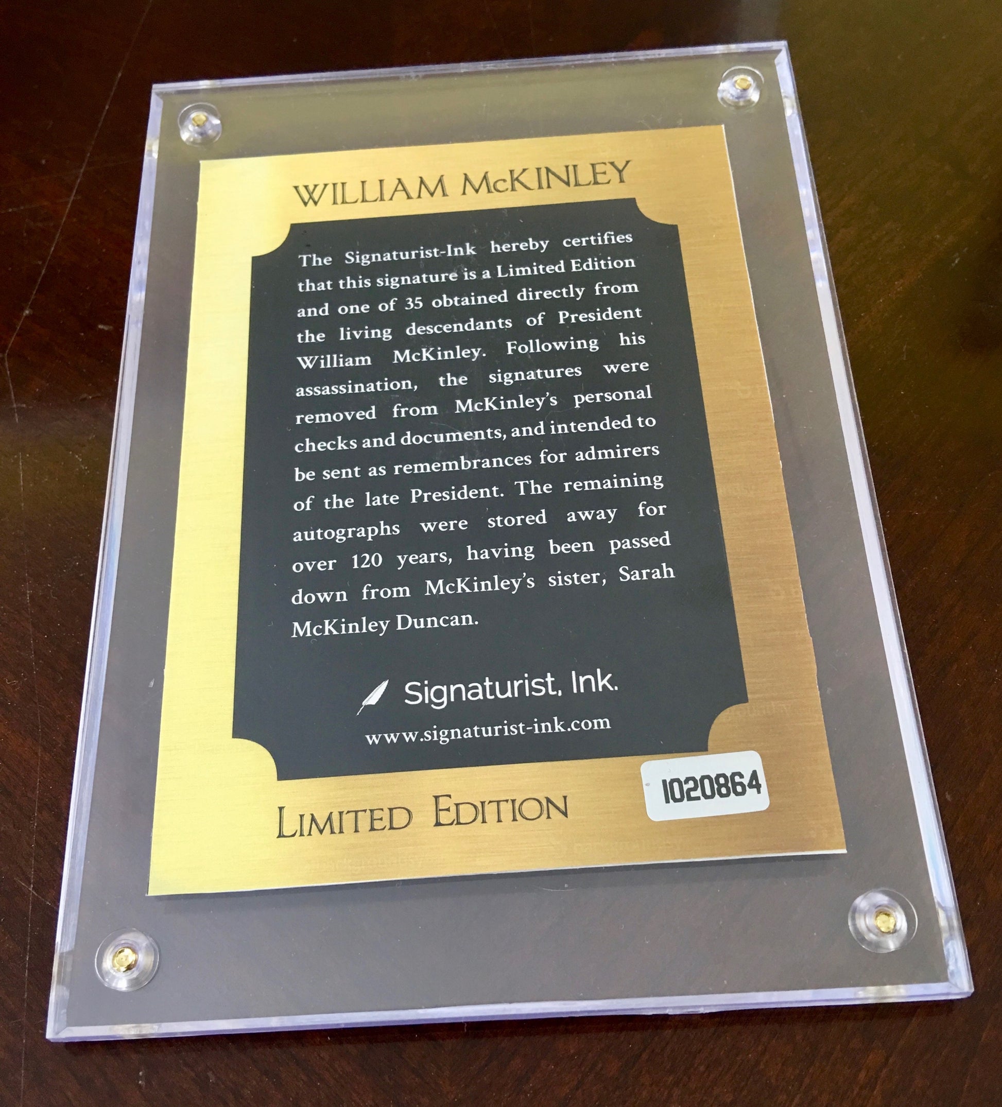 WILLIAM McKINLEY * AUTOGRAPH Cut Signed * McKinley Family Collection COA