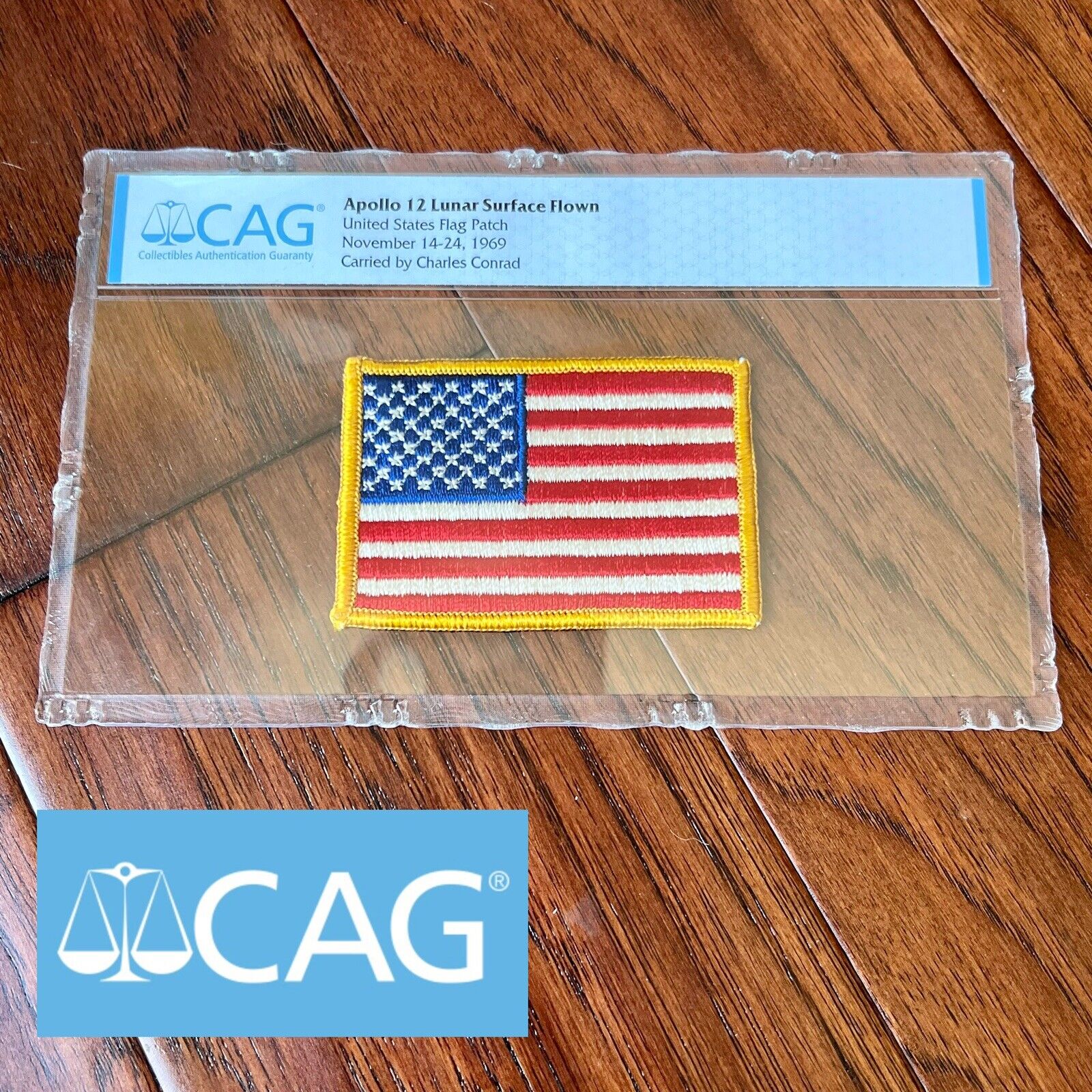APOLLO 12 * CAG * Lunar Surface Flown Flag Patch Carried by Charles Conrad