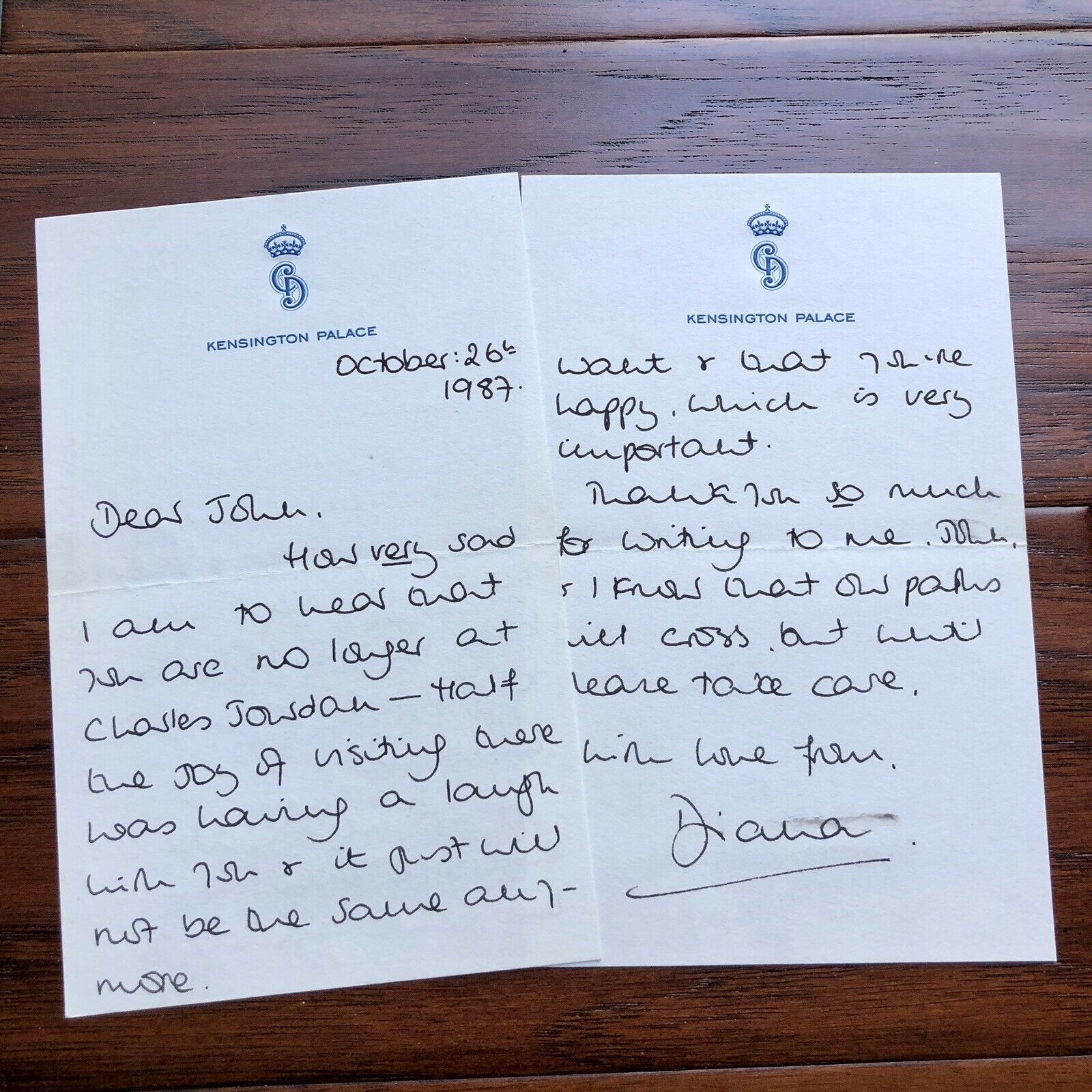 PRINCESS DIANA * BAS Beckett *Autograph Handwritten 3 Page Letter Signed *