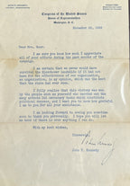 JOHN F. KENNEDY * Beckett BAS * Autograph Senate Letter Re: Eisenhower Signed