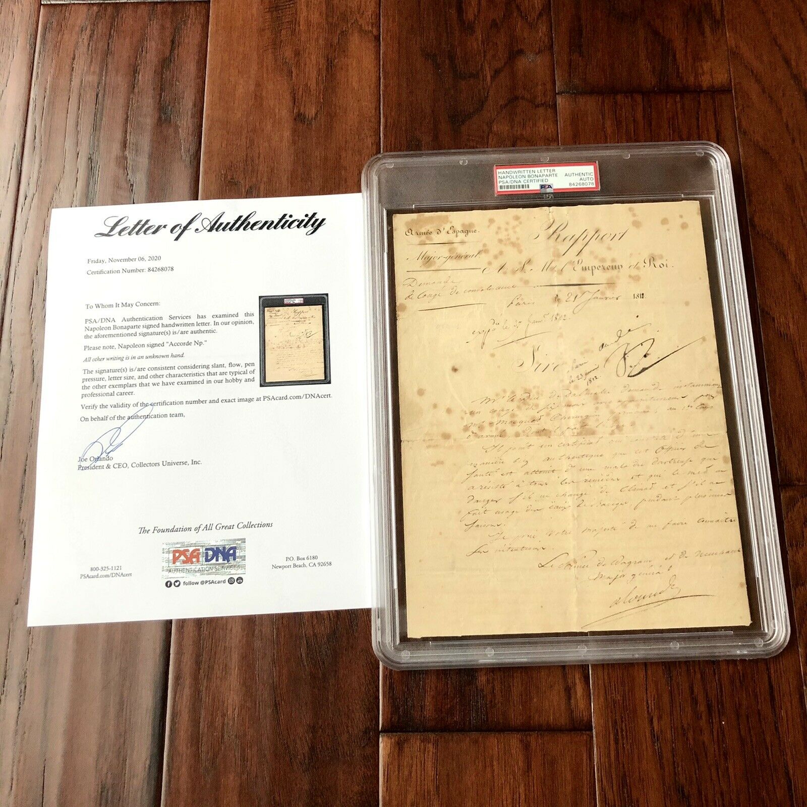 Napoleon Bonaparte * PSA/DNA Slabbed * Encapsulated Autograph Signed Document *