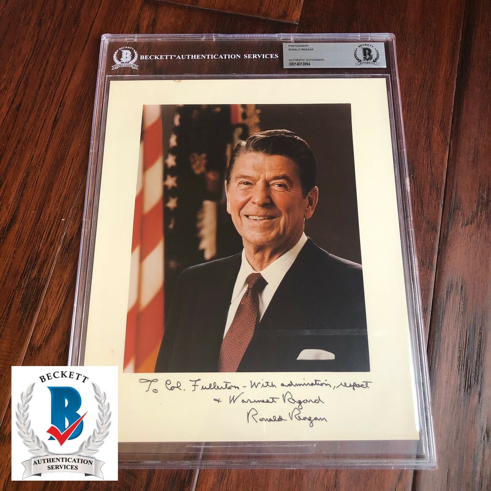 RONALD REAGAN * Beckett BAS * Signed Photo to Astronaut As President Autograph