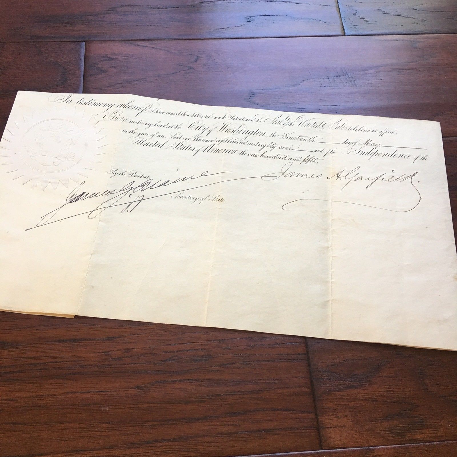 JAMES A. GARFIELD * Scarce AUTOGRAPH AS PRESIDENT * Partial SIGNED Appointment
