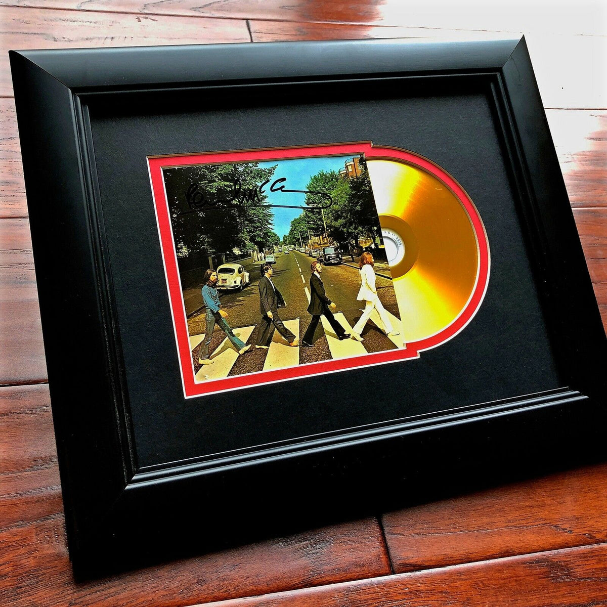 PAUL MCCARTNEY * Perry Cox * ABBEY ROAD Autograph Mini GOLD RECORD Signed BEATLE