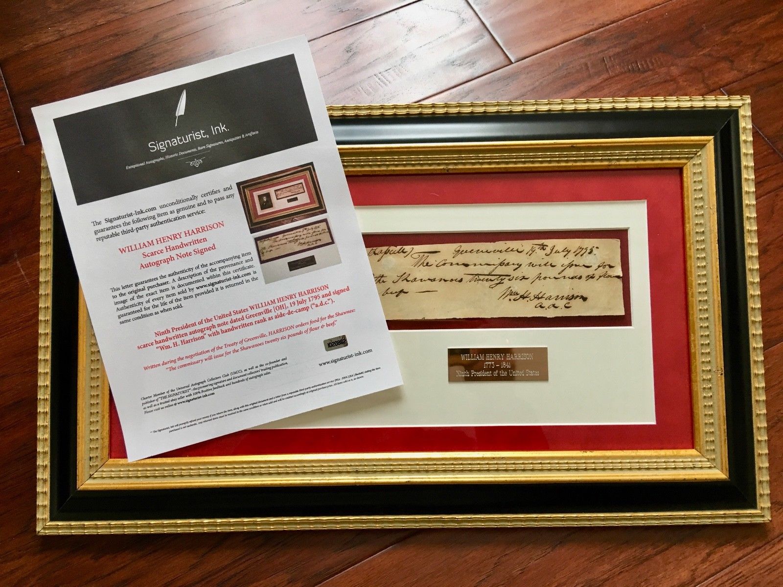 WILLIAM HENRY HARRISON * Scarce AUTOGRAPH Note SIGNED * President * COA