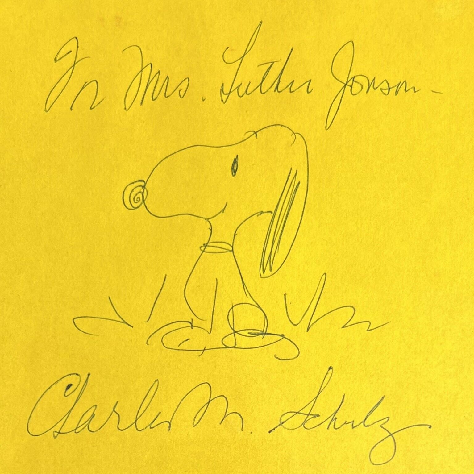 CHARLES M. SCHULZ * BAS * AUTOGRAPH Hand-Drawn SNOOPY Signed Sketch * Beckett
