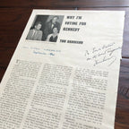 JOHN F. KENNEDY * JSA * 1960 Signed "Voting for Kennedy" Newspaper * Autograph