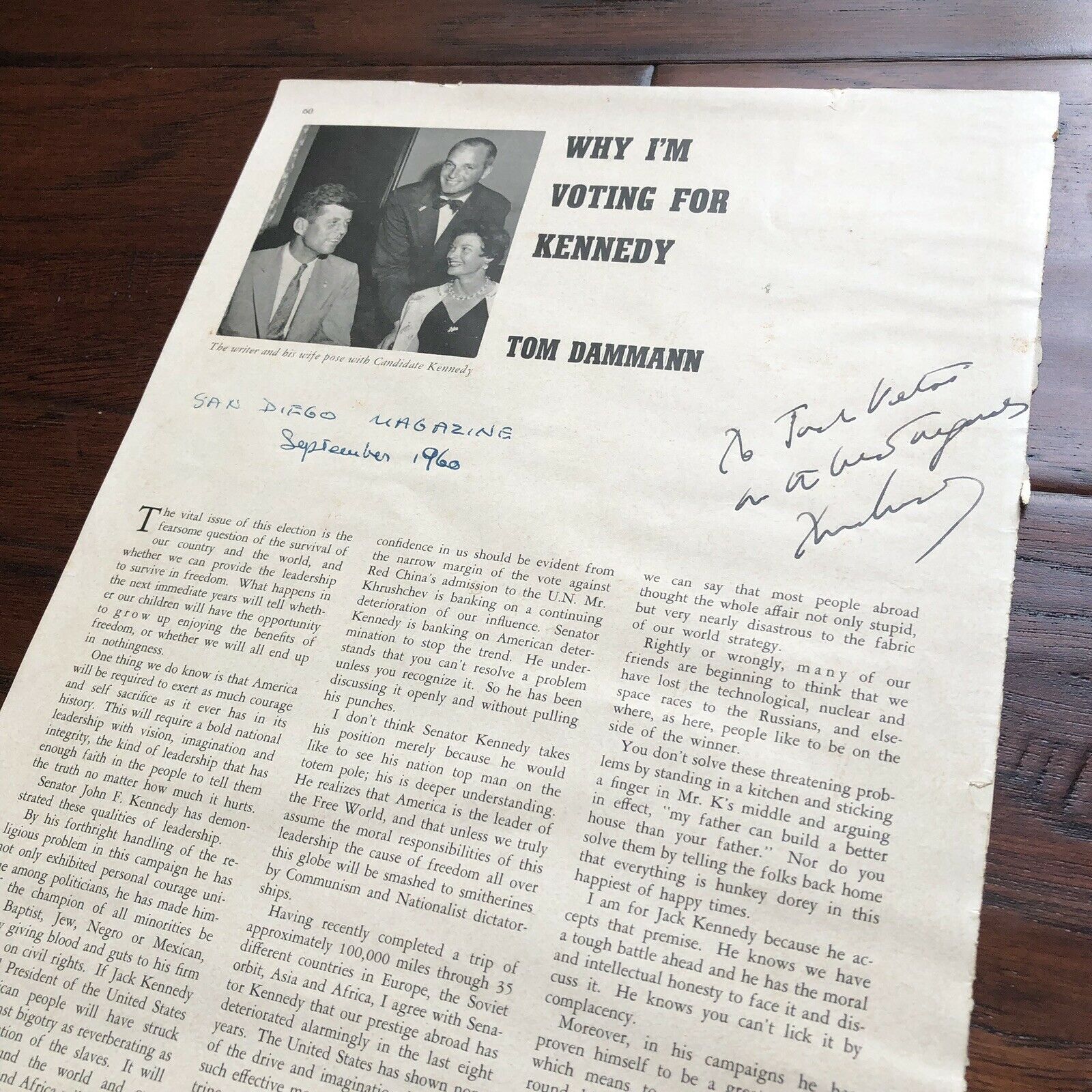 JOHN F. KENNEDY * JSA * 1960 Signed "Voting for Kennedy" Newspaper * Autograph