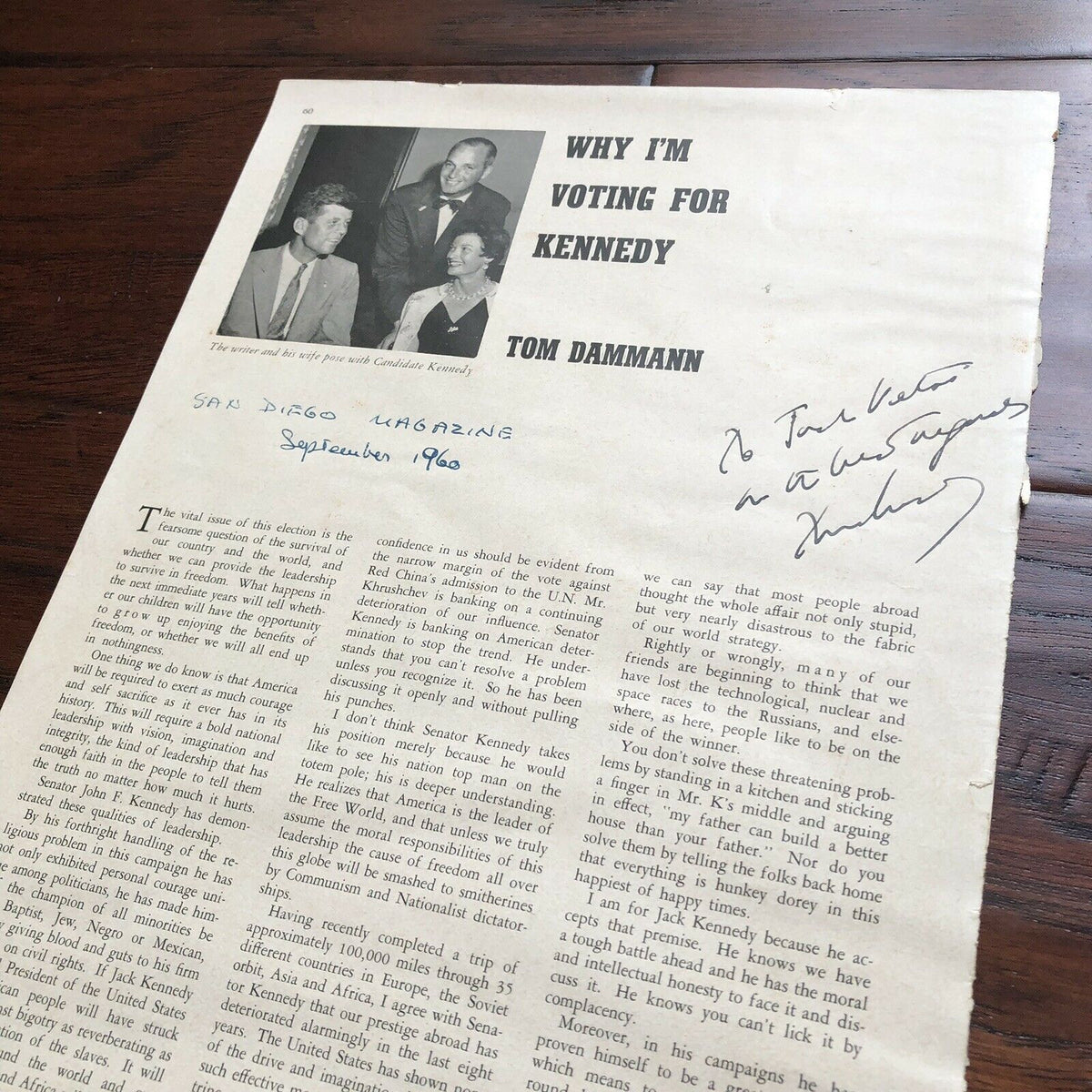 JOHN F. KENNEDY * JSA * 1960 Signed "Voting for Kennedy" Newspaper * Autograph