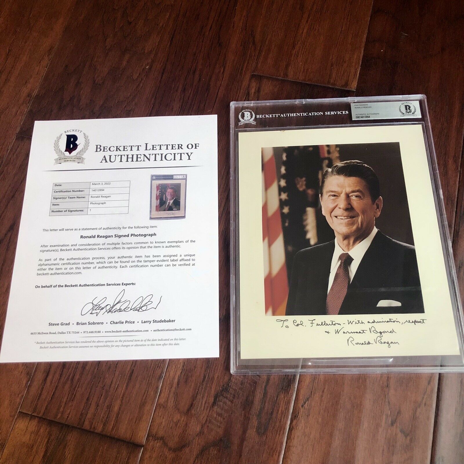RONALD REAGAN * Beckett BAS * Signed Photo to Astronaut As President Autograph