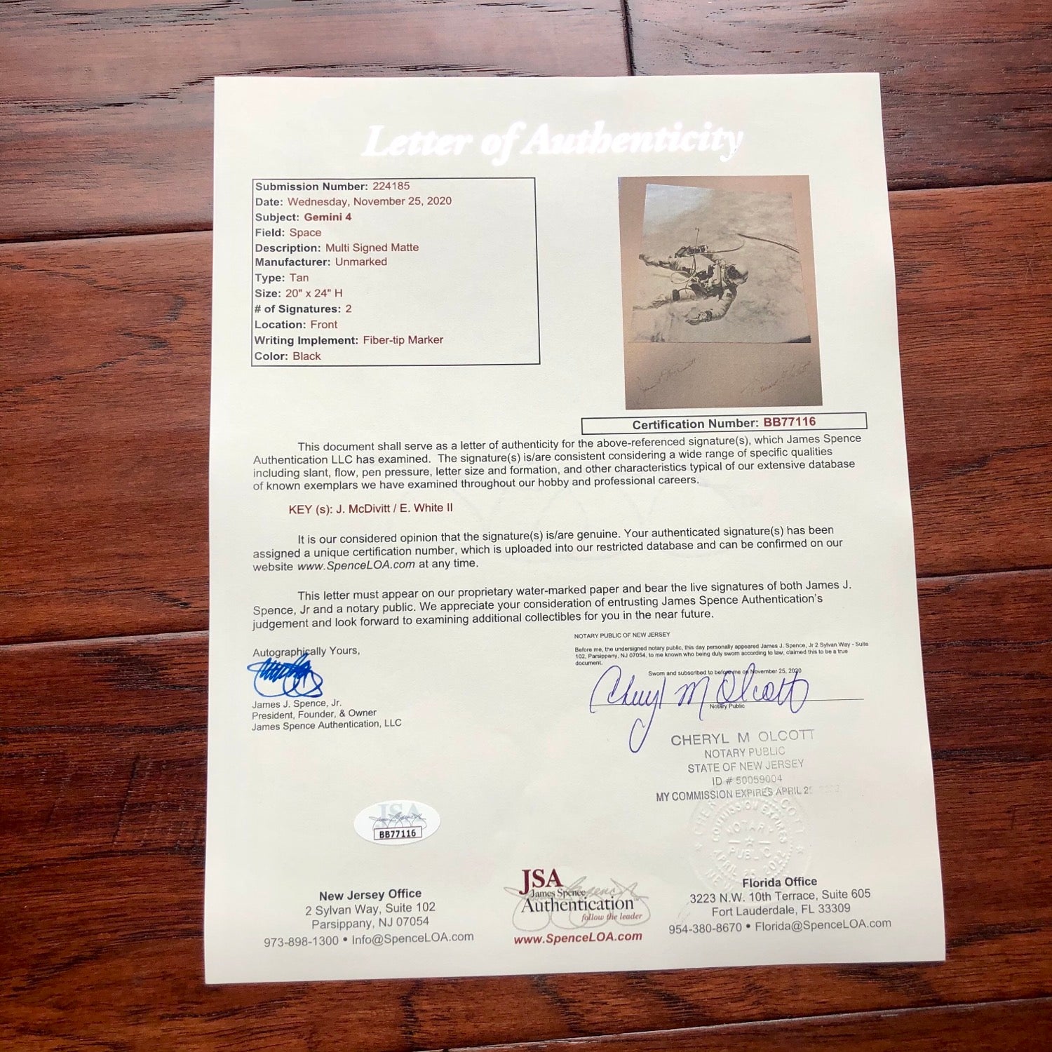 EDWARD H WHITE * JSA * Gemini IV Space Walk AUTOGRAPH Photo SIGNED * McDIVITT