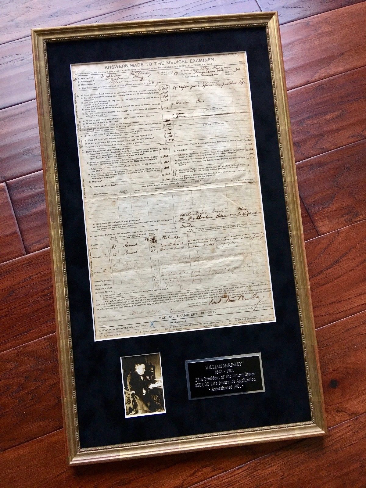 WILLIAM McKINLEY * Life Insurance Policy President Nominee * 2x SIGNED AUTOGRAPH