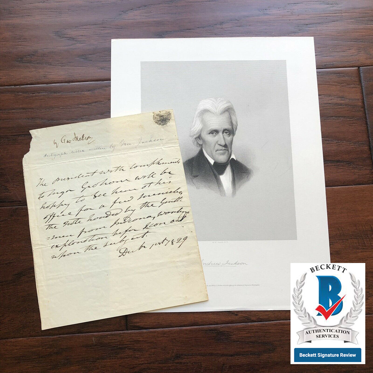 ANDREW JACKSON * Autograph Note Signed to War Hero Joseph Graham * President