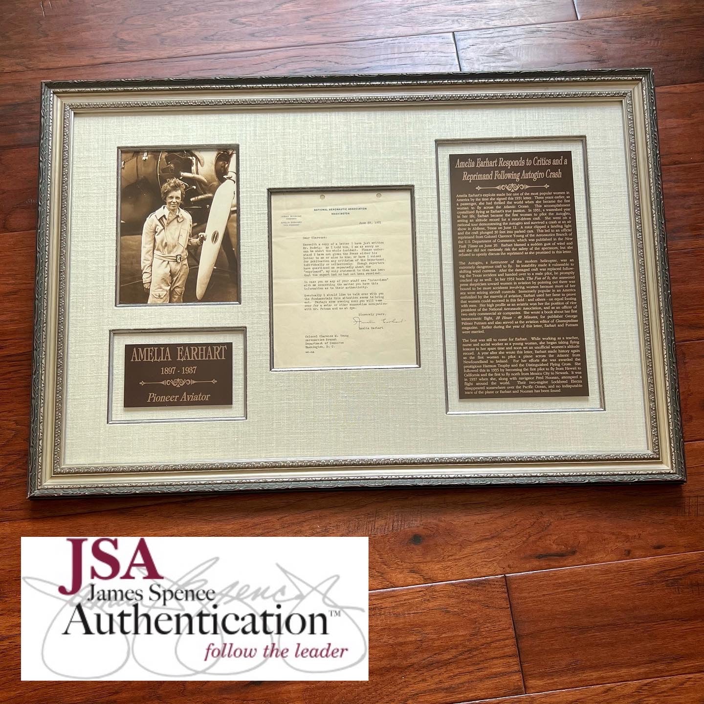 Amelia Earhart Signed Letter Apologizing After Crashing an Aircraft