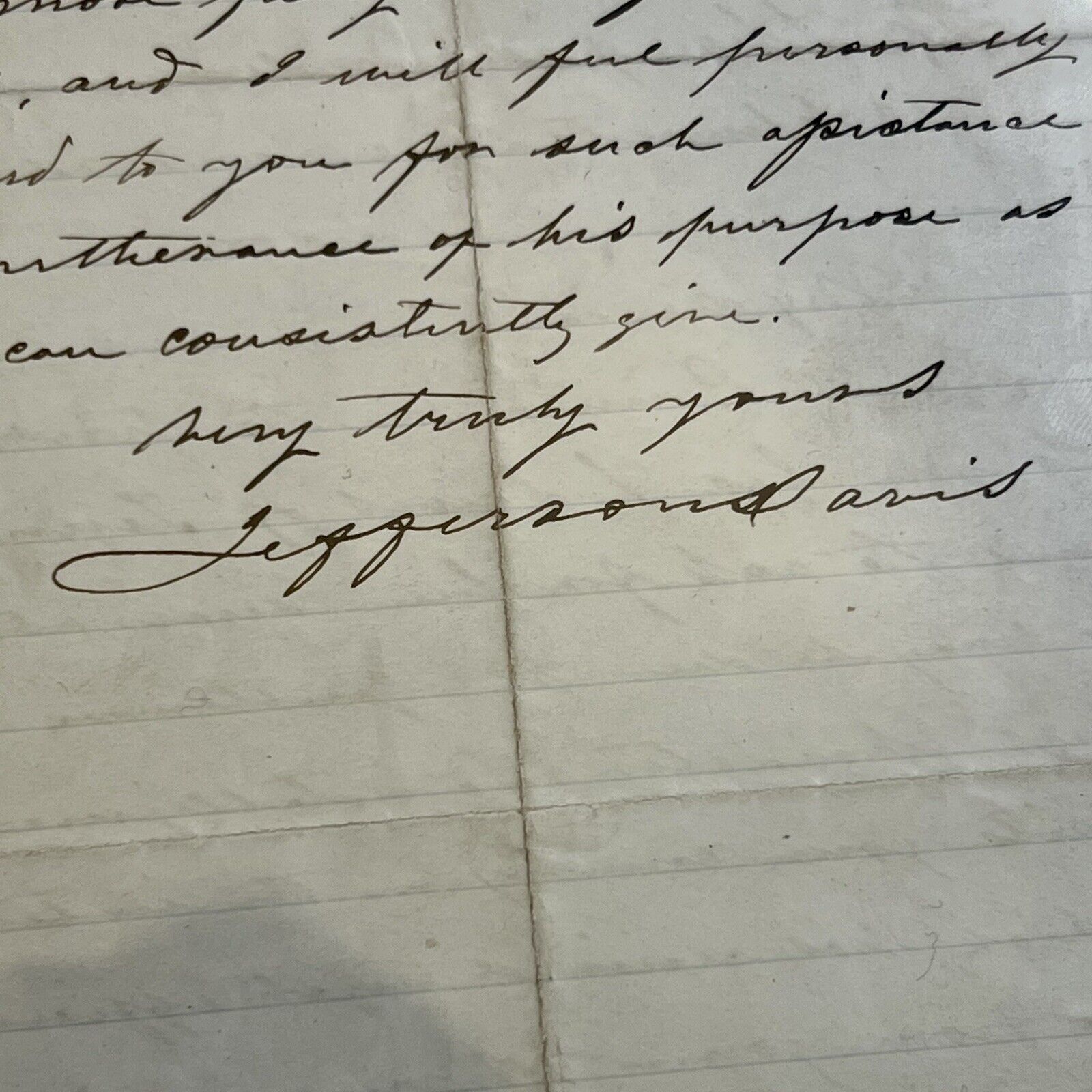 JEFFERSON DAVIS * Beckett BAS * Handwritten Autograph Letter Signed Full Sig