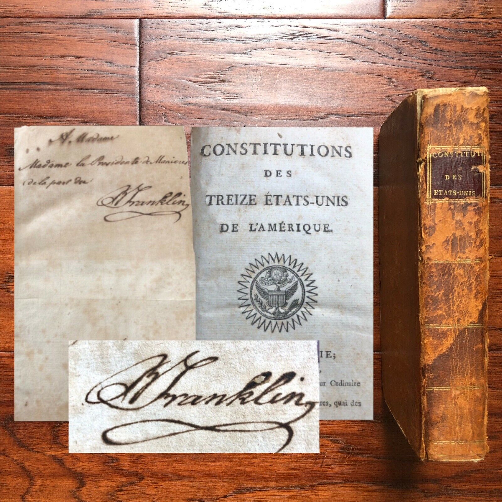 BENJAMIN FRANKLIN * BAS * Signed 1783 Declaration of Independence Book Autograph