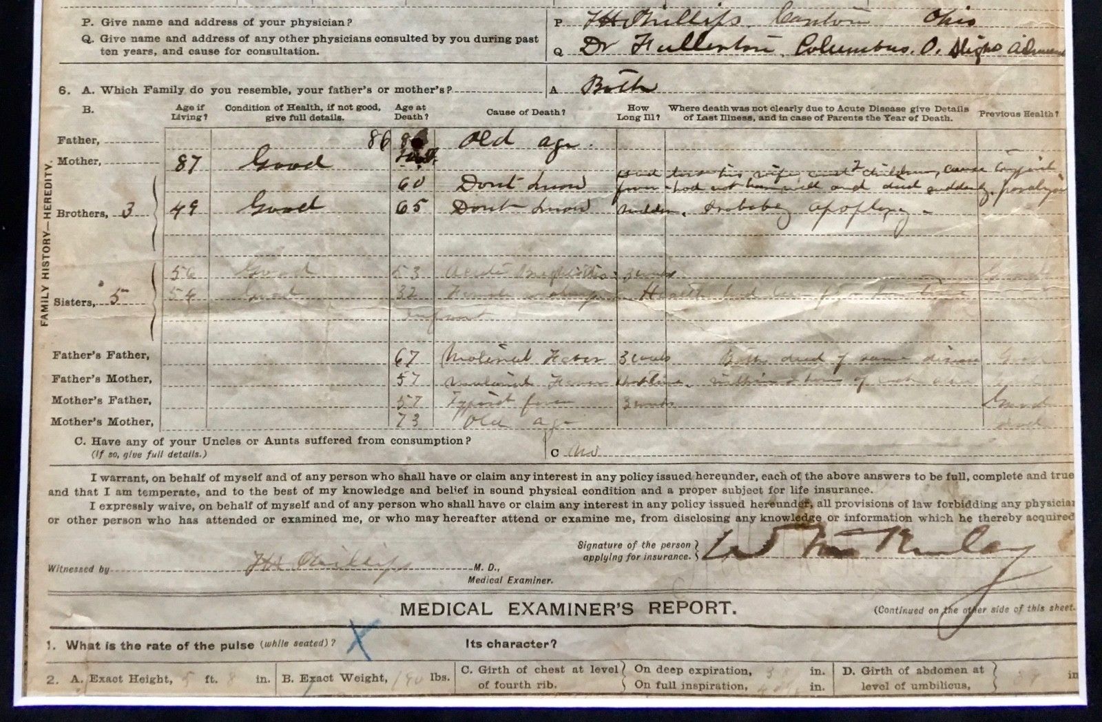 WILLIAM McKINLEY * Life Insurance Policy President Nominee * 2x SIGNED AUTOGRAPH