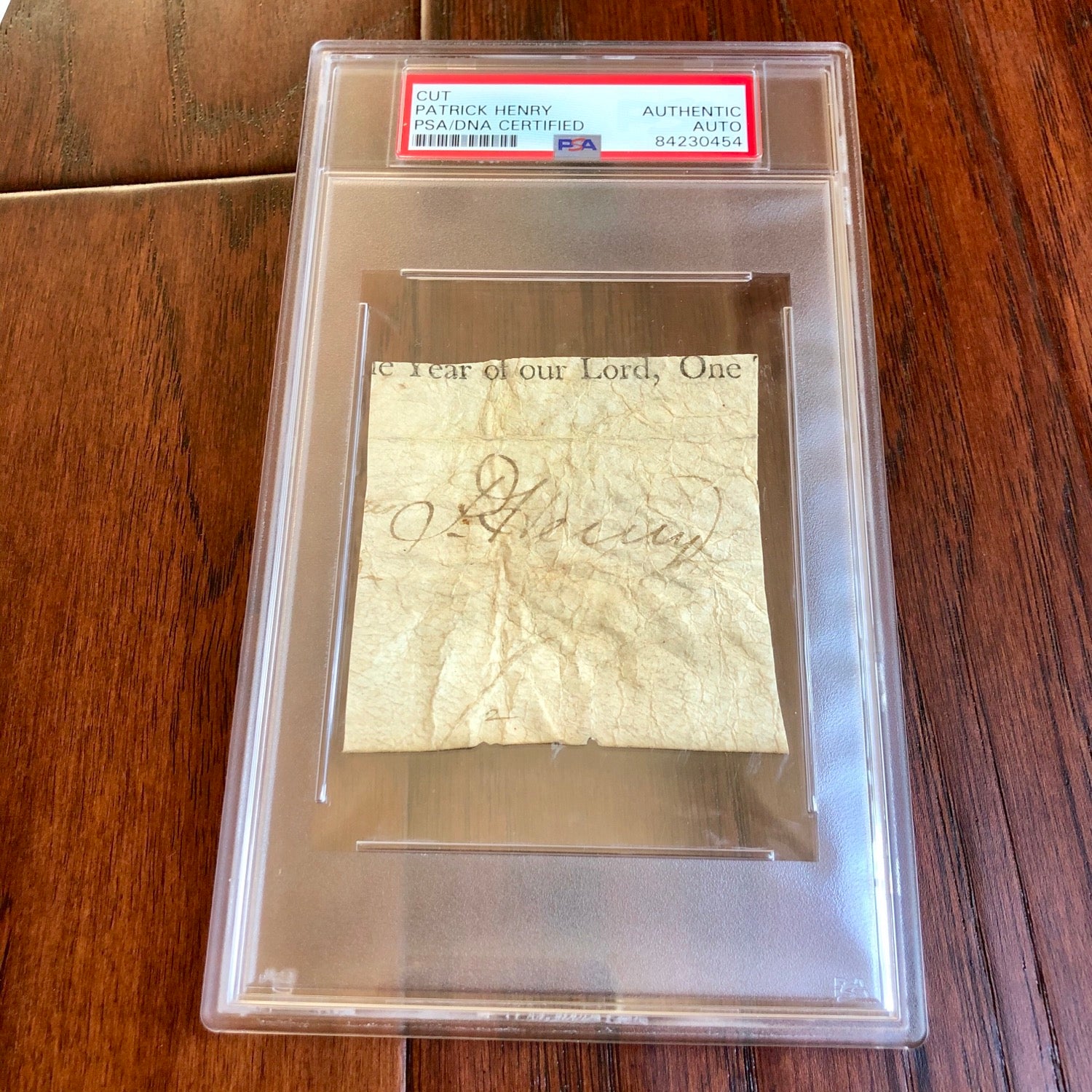PATRICK HENRY * PSA/DNA * Encapsulated Autograph Cut From Land Grant Signed *