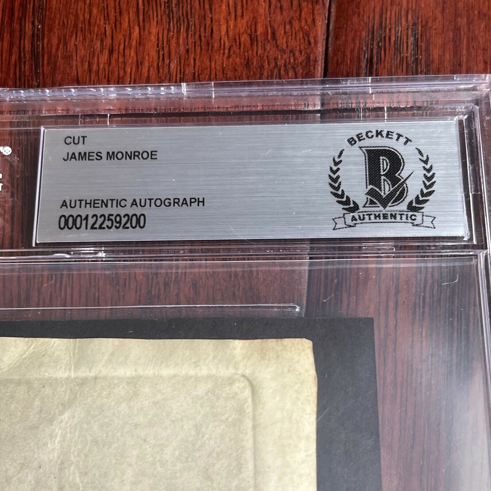 JAMES MONROE * BAS* AUTOGRAPH Cut Signature SIGNED * Beckett