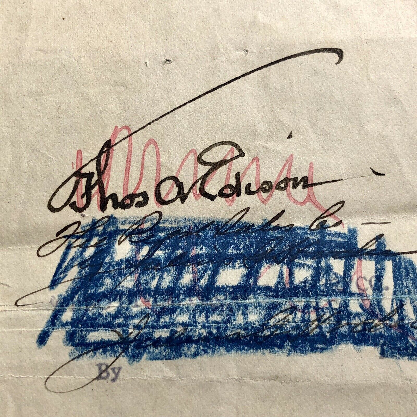 THOMAS EDISON * JSA LOA * Signed Promissory Check Autograph * Umbrella Signature