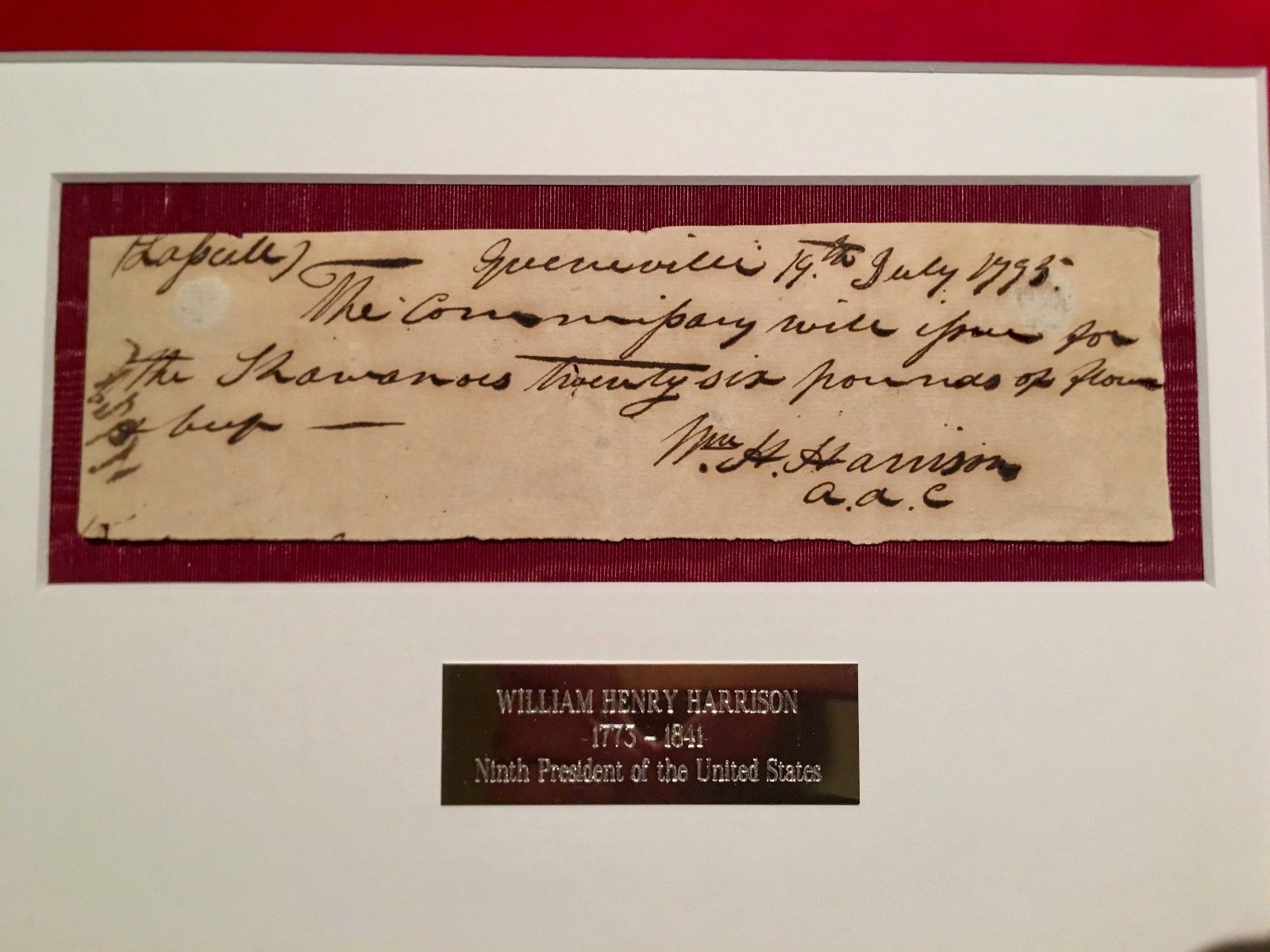 WILLIAM HENRY HARRISON * Scarce AUTOGRAPH Note SIGNED * President * COA