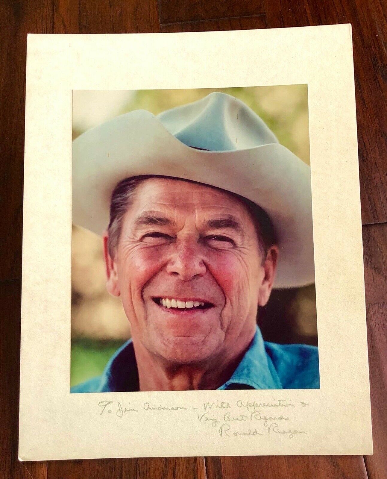 Ronald Reagan * JSA LOA * Autograph Iconic Cowboy Hat Ranch Photo Signed *