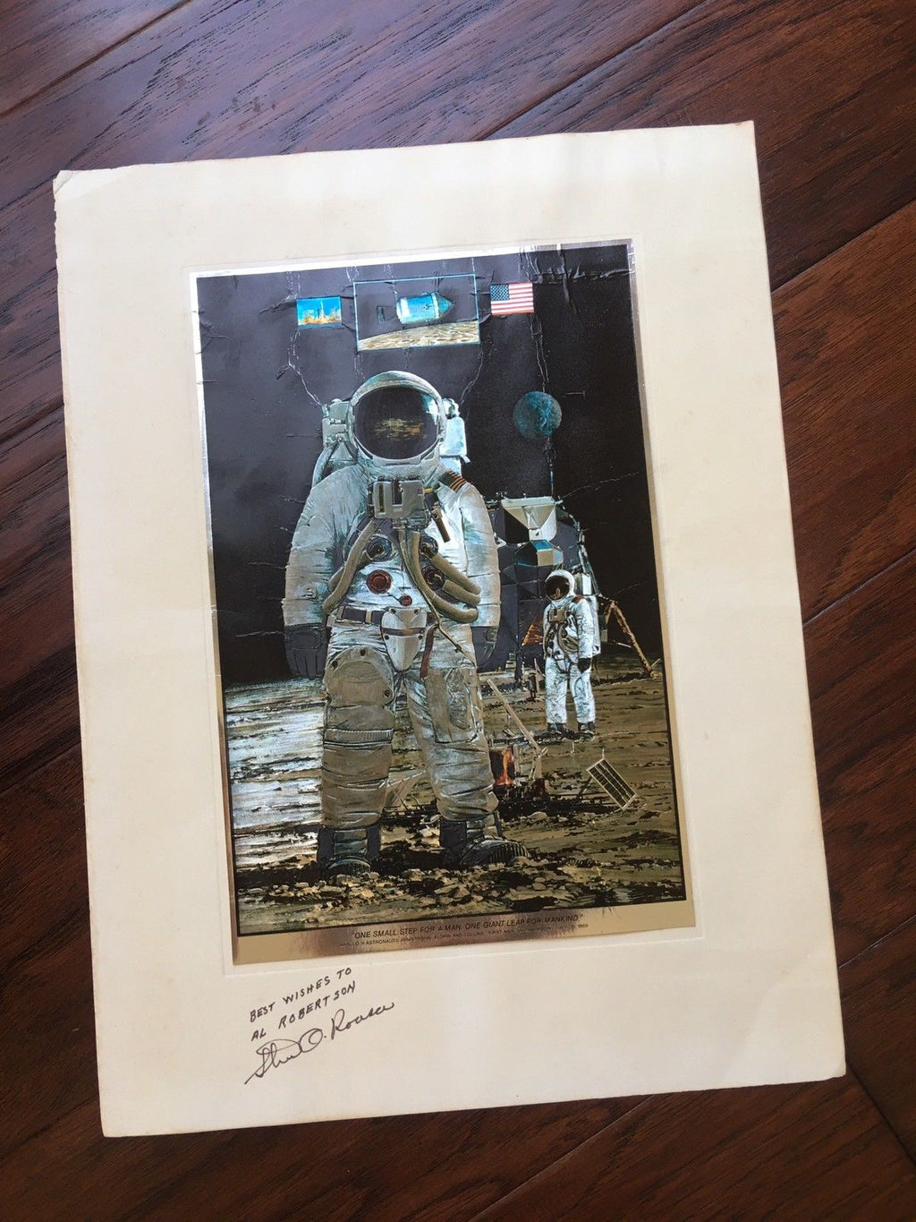 STUART A. ROOSA * Signed APOLLO 11 Artwork * Rare MOON * Apollo 14 autograph