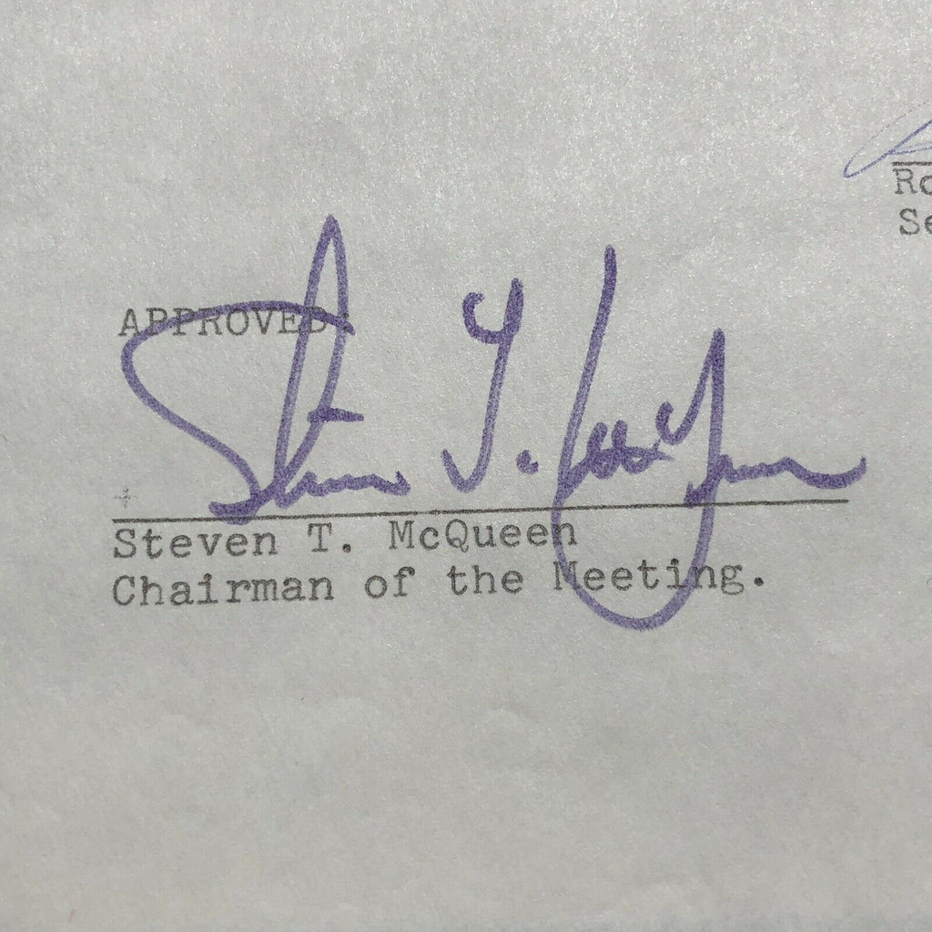 STEVE MCQUEEN * JSA LOA * Signed Production Contract Autograph * Bullit Actor