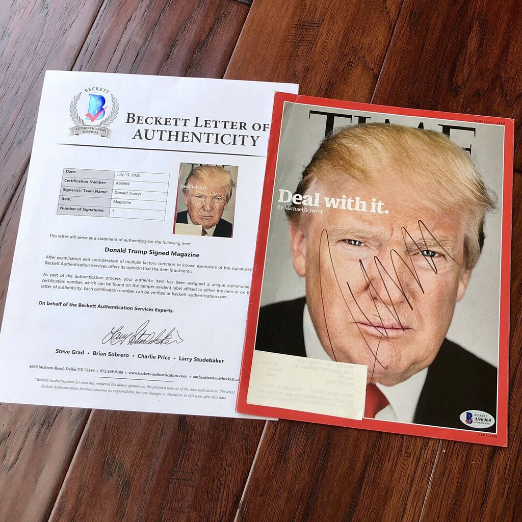 DONALD J TRUMP * Beckett BAS * Hand Signed Deal With It Time Magazine Autograph