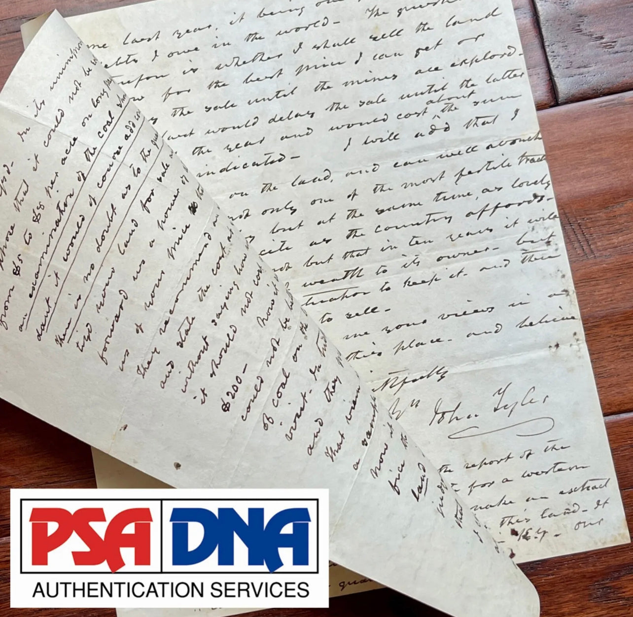 JOHN TYLER * PSA * Autograph Letter Signed Seeks Banker's Advice on Land Deal
