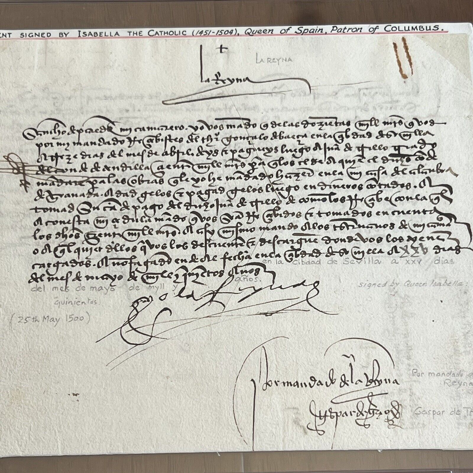 QUEEN ISABELLA I * PSA/DNA * Signed During Columbus 3rd Voyage Autograph