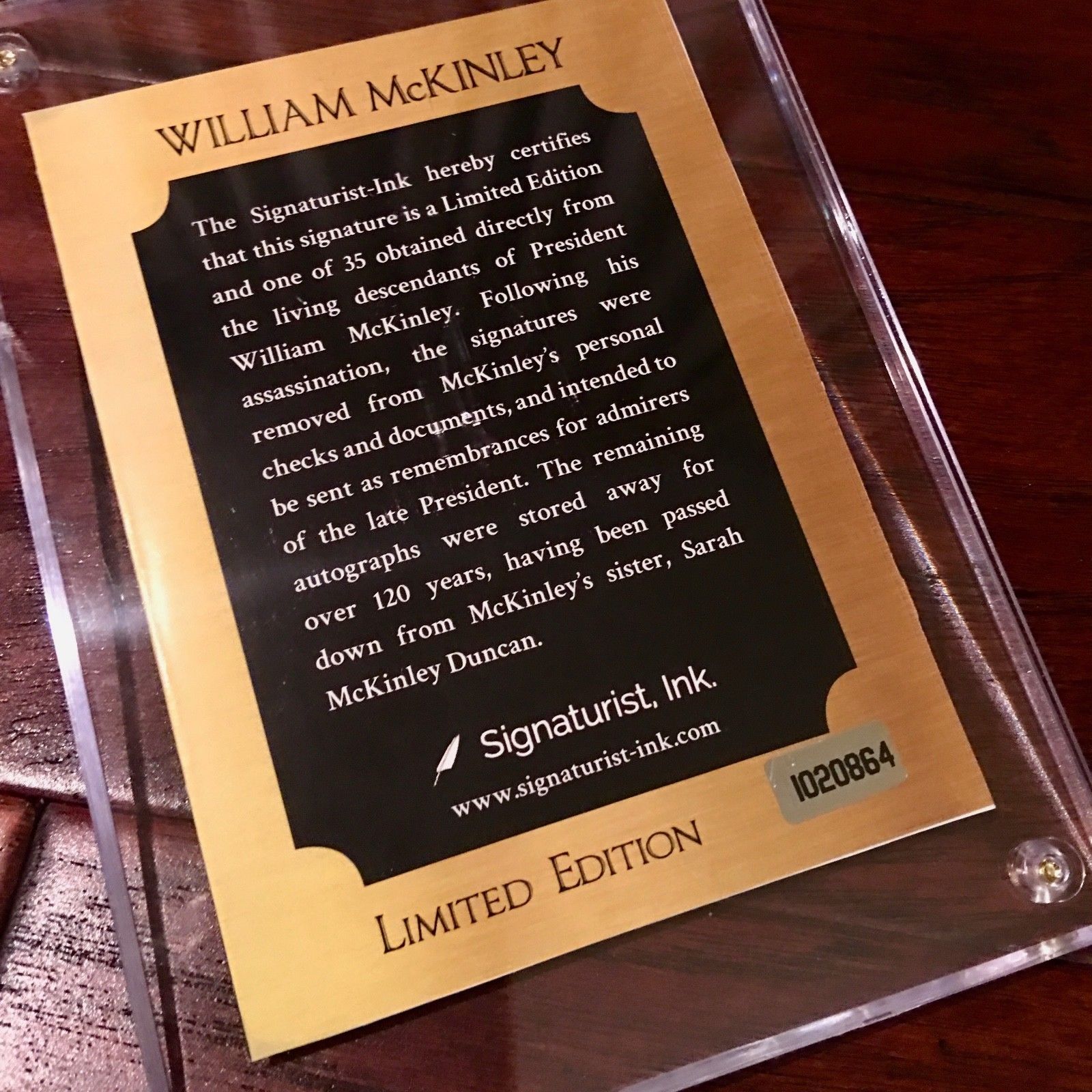 WILLIAM McKINLEY * AUTOGRAPH Cut Signed * McKinley Family Collection COA