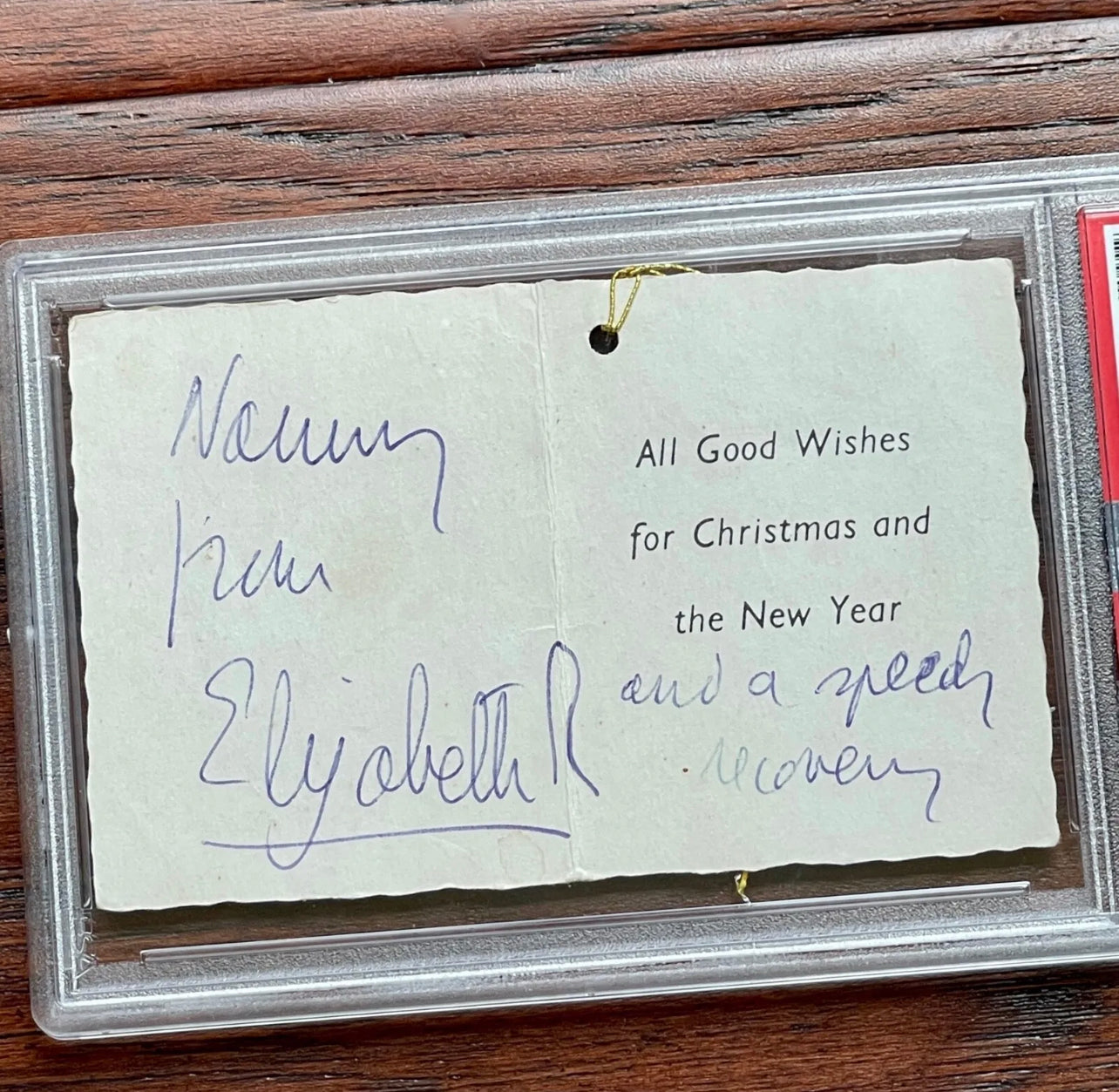 QUEEN ELIZABETH II * PSA * Autograph Christmas Gift Card Hang Tag SIGNED