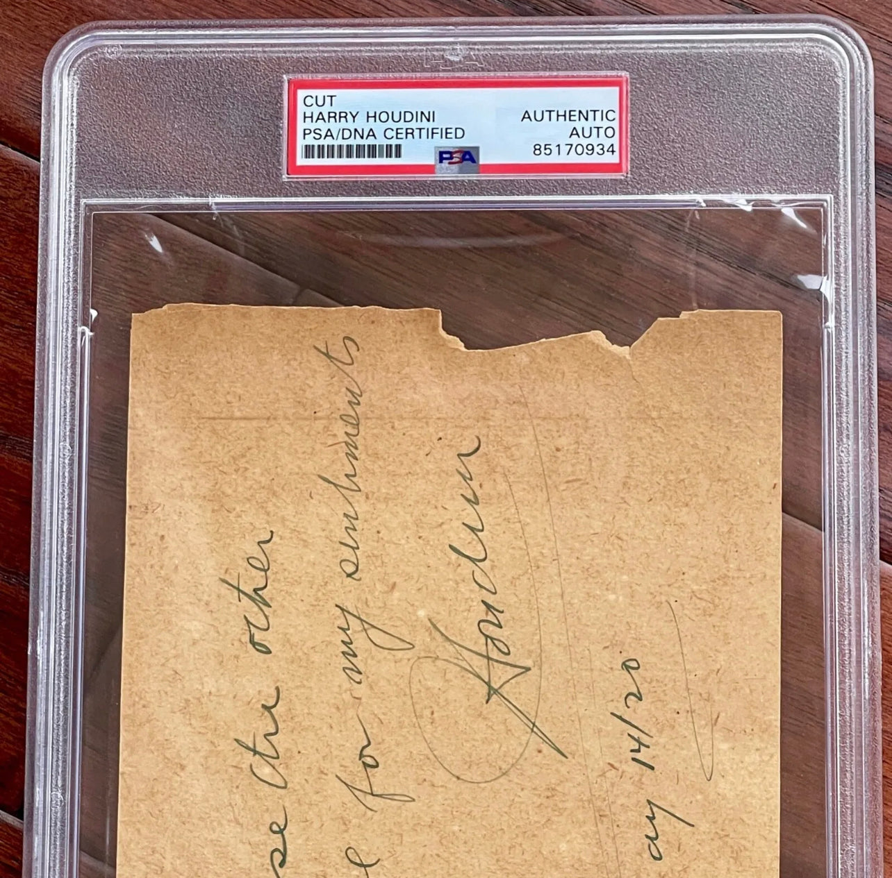 HARRY HOUDINI * PSA/DNA * Autograph Note Signed * Magician & Escape Artist
