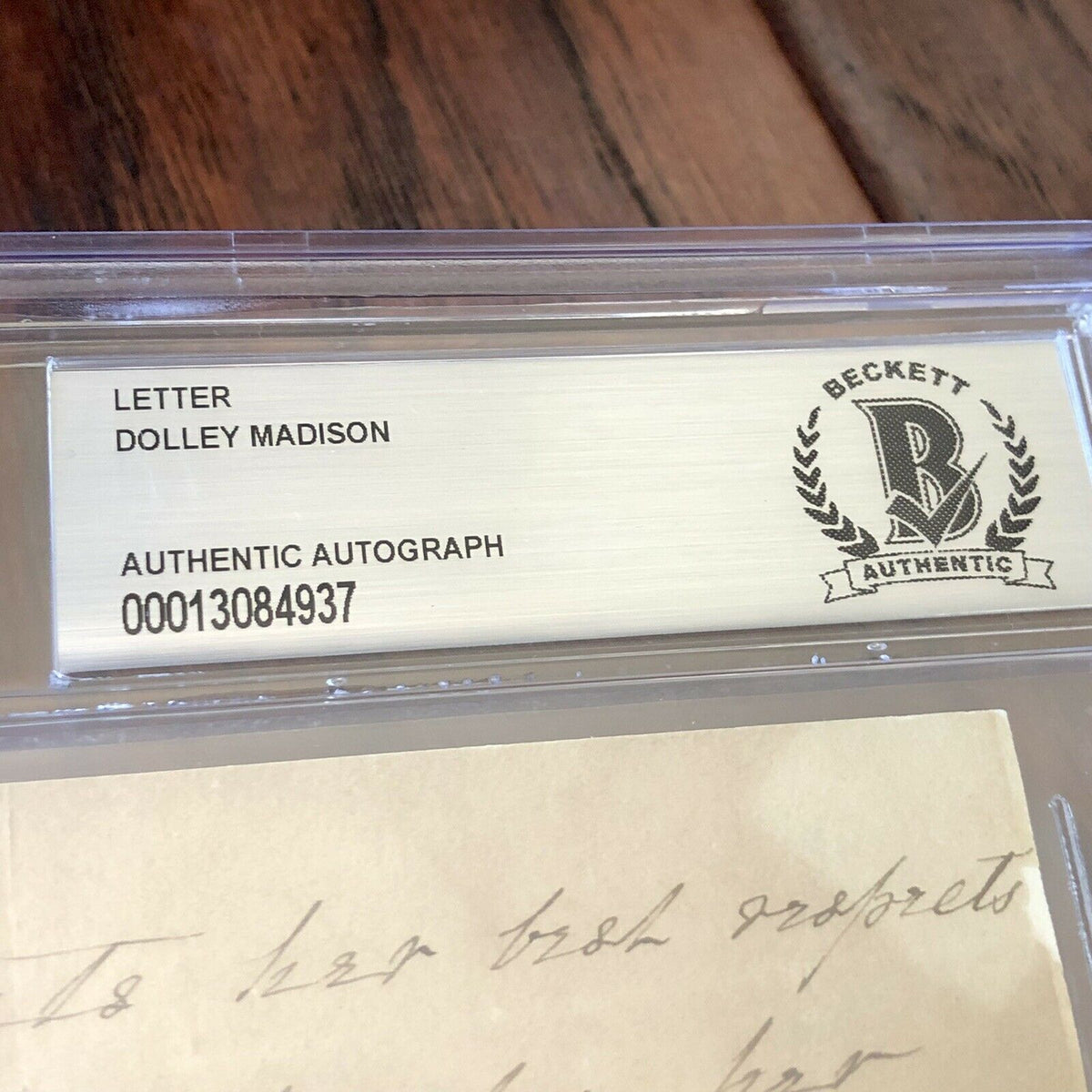 Dolley Madison * BAS Beckett Slabbed * Autograph Handwritten Letter Signed