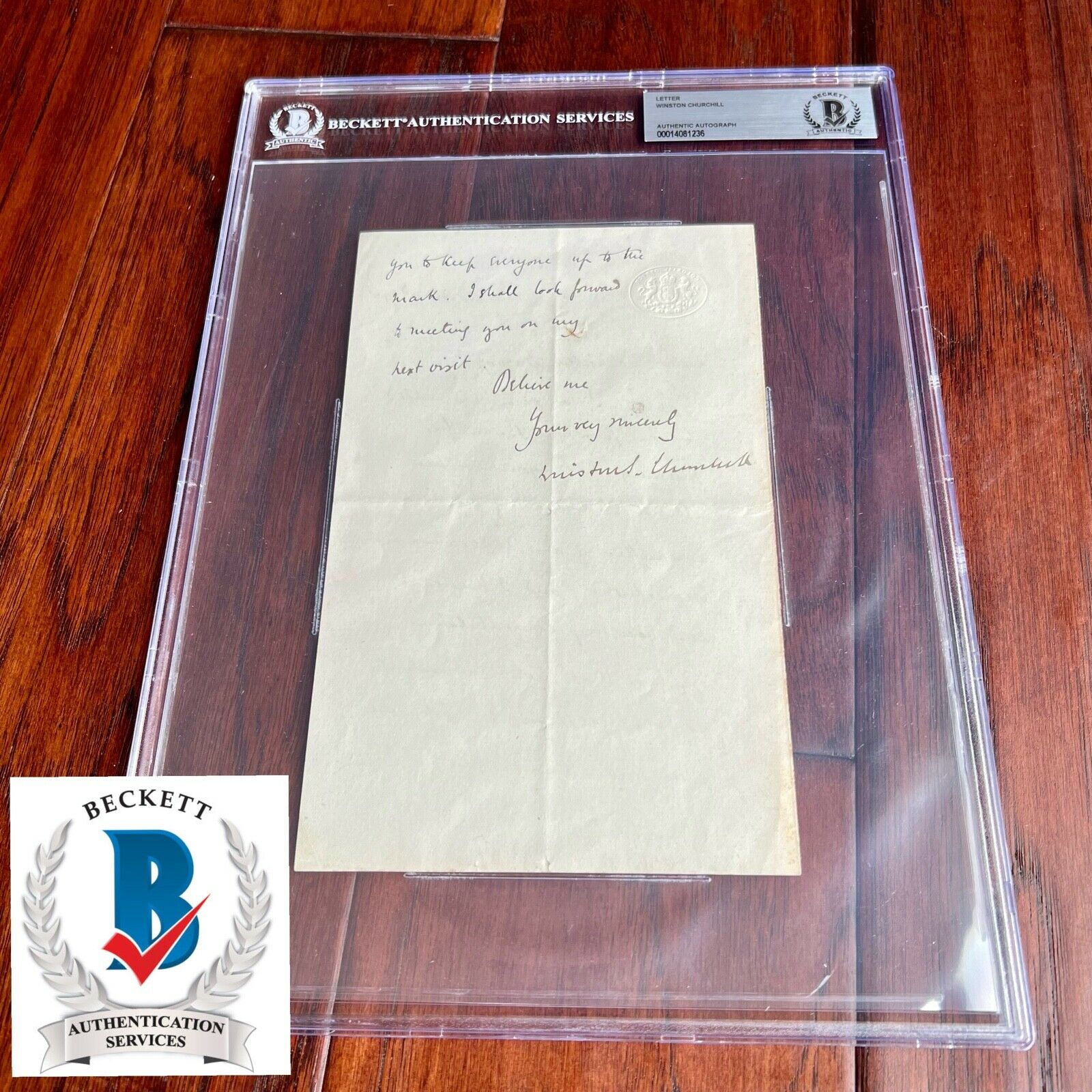 WINSTON S.CHURCHILL * BAS * AUTOGRAPH Letter SIGNED * Beckett