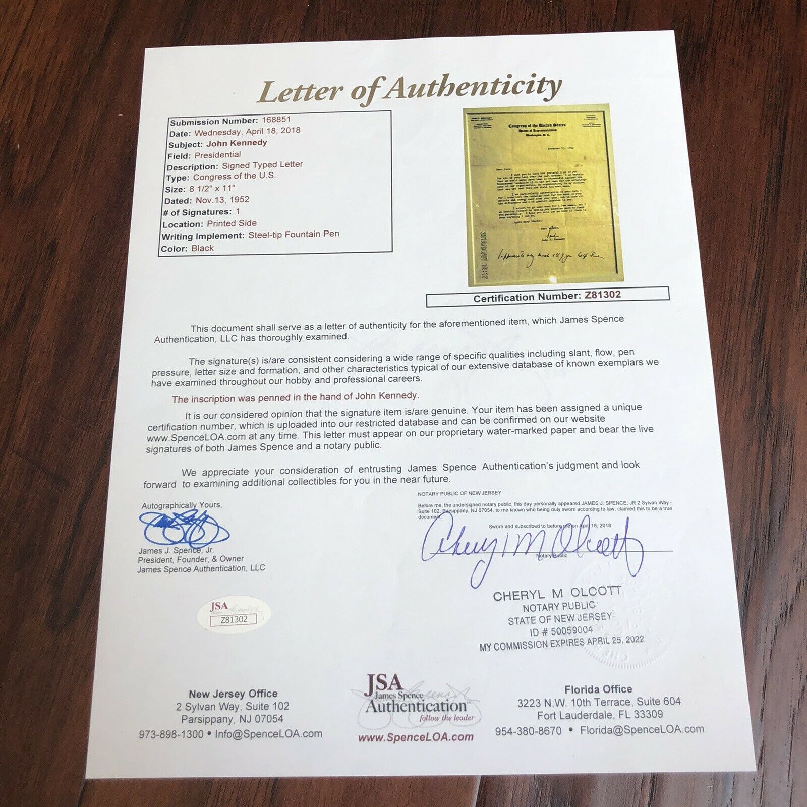 JOHN F. KENNEDY * JSA LOA * Twice 2x Signed Letter With Handwritten Postscript