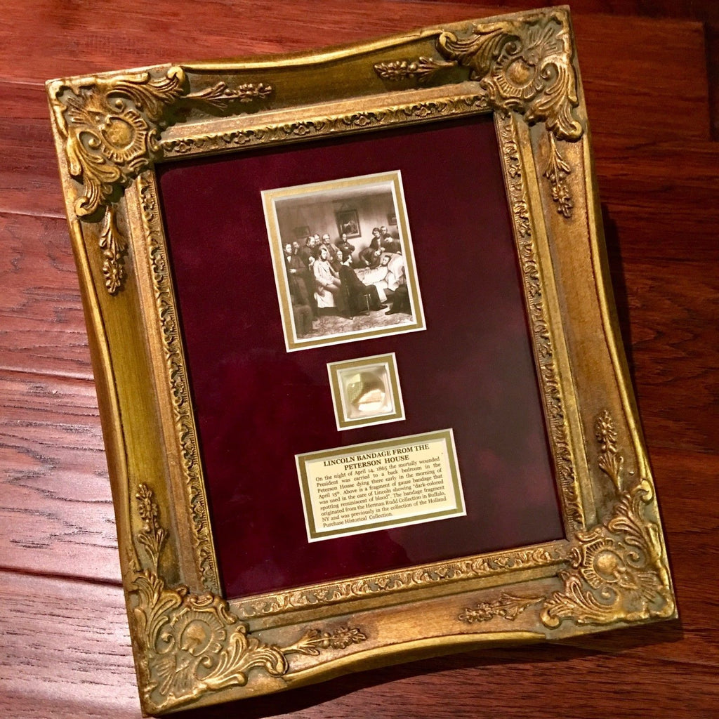 ABRAHAM LINCOLN * Genuine Assassination DEATHBED BANDAGE Relic * COA