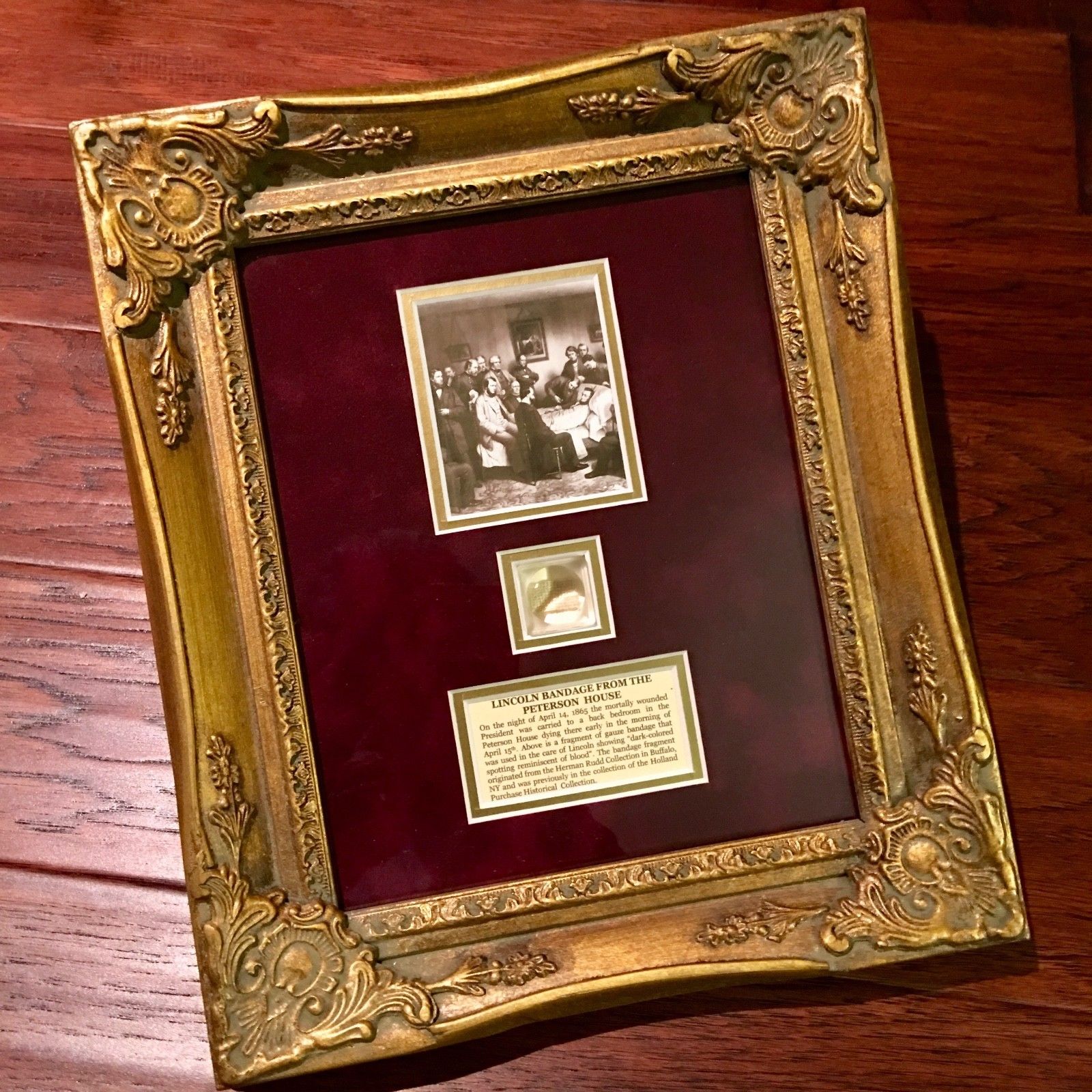 ABRAHAM LINCOLN * Genuine Assassination DEATHBED BANDAGE Relic * COA