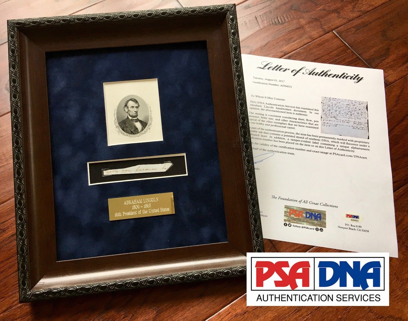 ABRAHAM LINCOLN * PSA/DNA * 4 Handwritten Cut Words * not Autograph or Signed