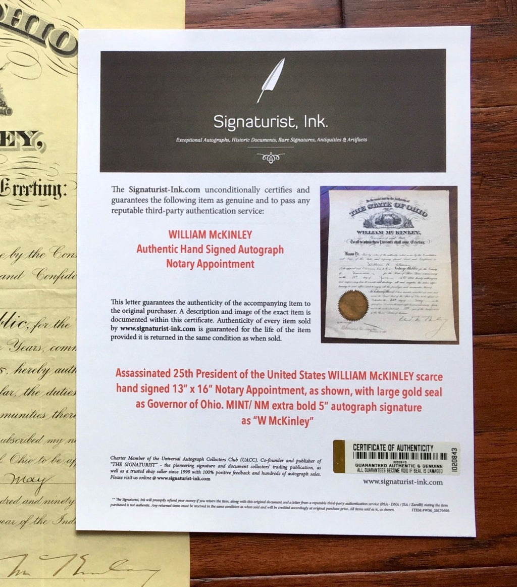 William McKinley Authentic hand SIGNED AUTOGRAPH Appointment * President