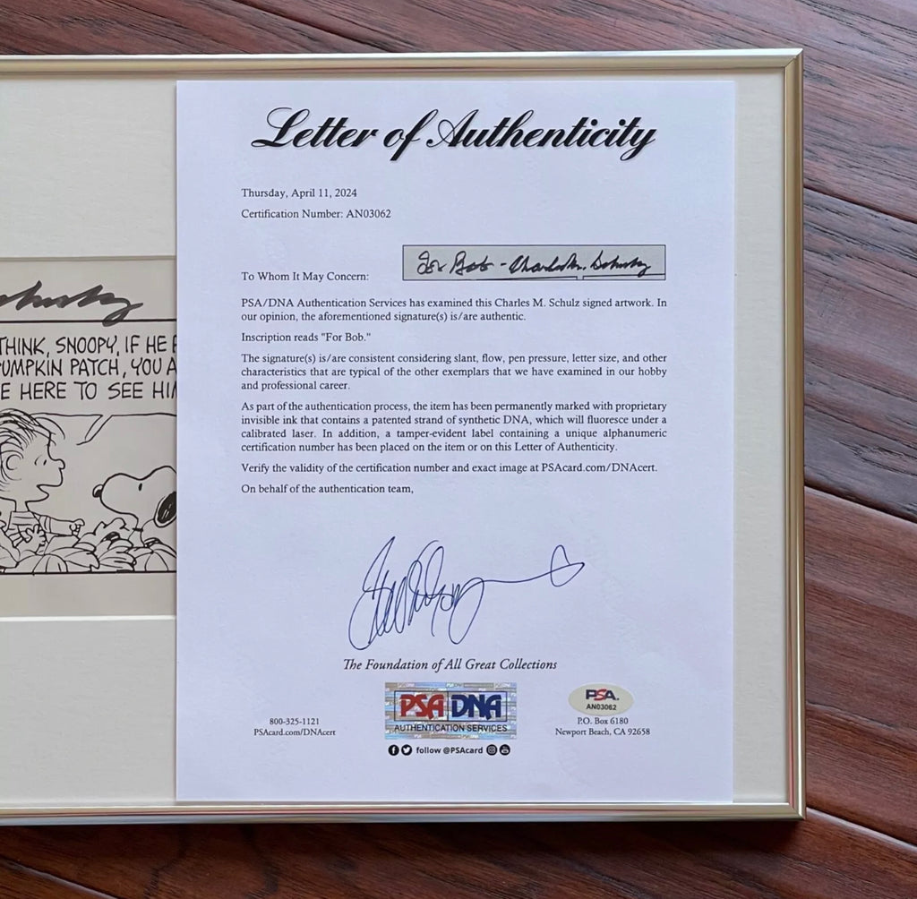 CHARLES M. SCHULZ * PSA * Autograph SNOOPY "Great Pumpkin" Strip Signed Peanuts