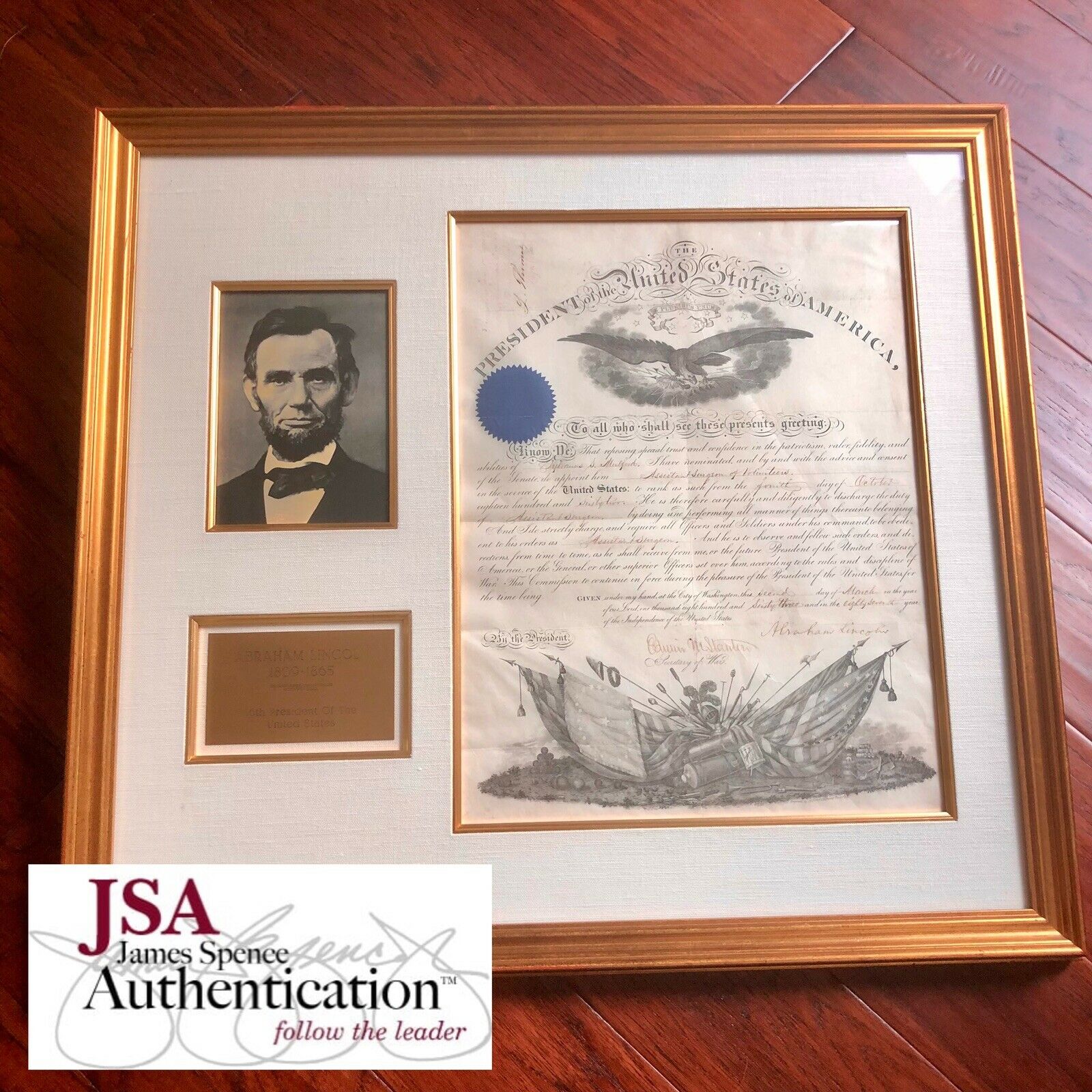 ABRAHAM LINCOLN * JSA LOA * Autograph Promotion of Antietam Veteran Signed *